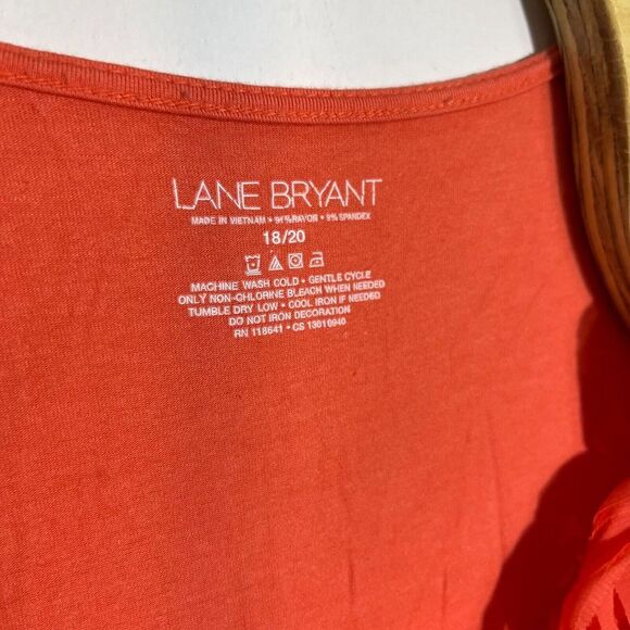 Lane Bryant Womens 18/20 Orange Sleeveless Ruffle Crew Neck Pullover‎ Blouse - Picture 2 of 4